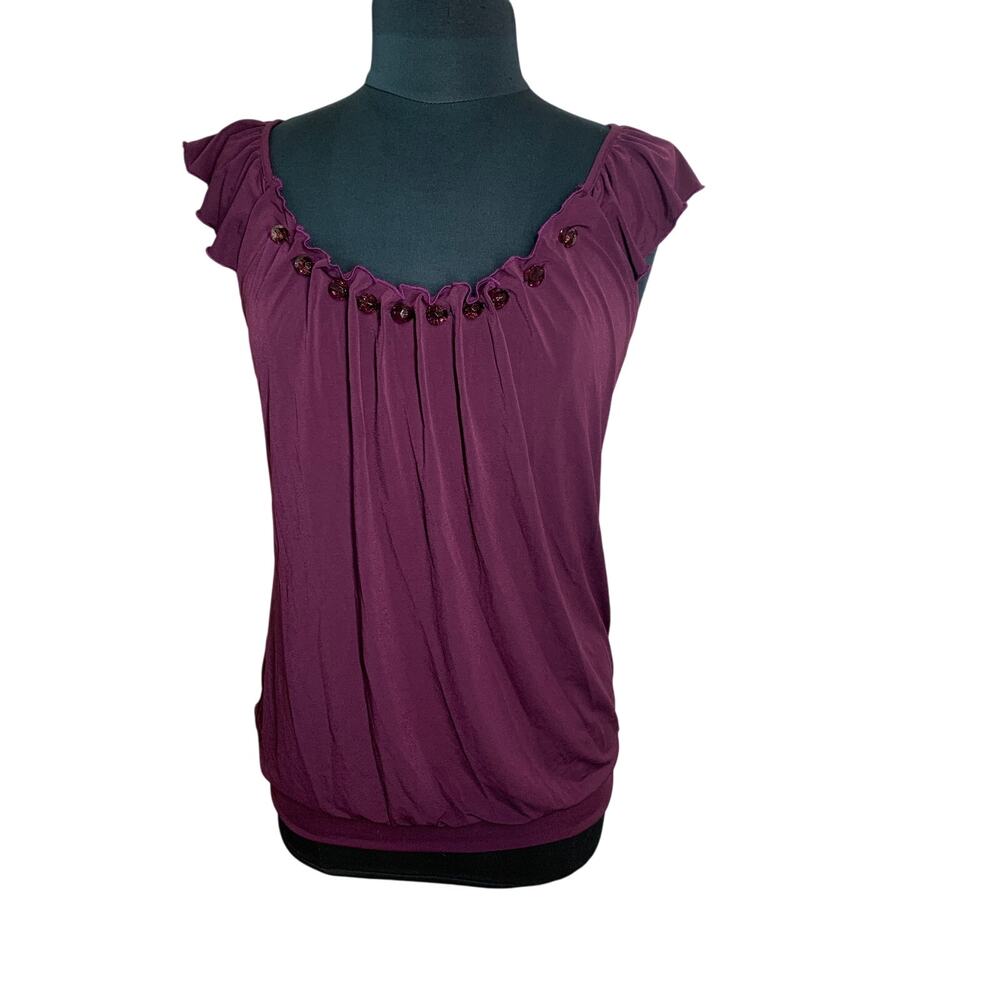 Delusional Y2K Purple Top Womens Size Large Beaded Accents Fairycore witchy punk